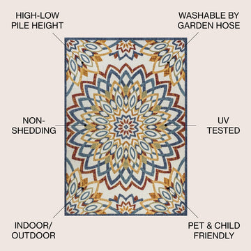 Flora Abstract Bold Mandala High-low Indoor/outdoor Area Rug
